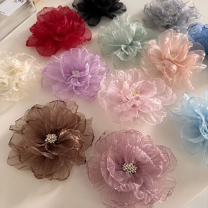 Pince à cheveux orchidée en organza multicouche élégante en plusieurs couleurs romantiques