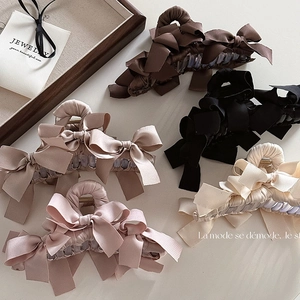 Elegante Molla per Capelli con Fiocco in Raso Stile Francese Grande Clip a Squalo Copricapo alla Moda Accessorio Quotidiano