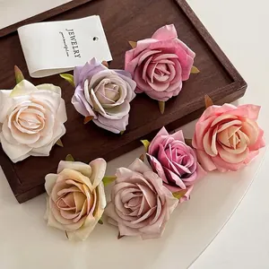 Forest Style Fabric Rose Flower Hair Clip For Women Elegant Handmade Floral Duckbill Side Clip Vacation Photo Prop