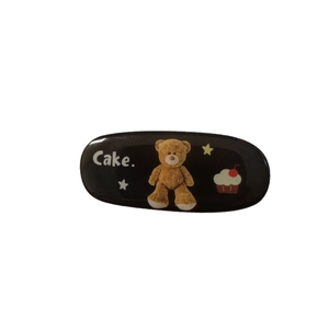 Barrette à cheveux ours noir style coréen mignon avec texte Cake et motifs étoiles