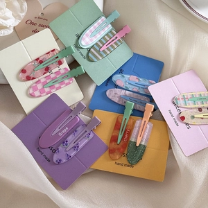 Cute fruit series hair clips with grape and cherry patterns on acetate duckbill pins
