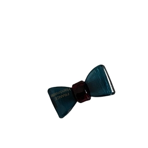 Elegant bow hair clip in navy blue brushed acrylic with France Handmade gold lettering