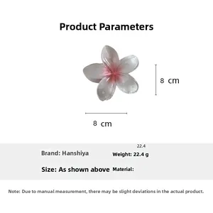 Spécifications détaillées de la pince à cheveux fleur mesurant 8cm x 8cm et pesant 22,4g