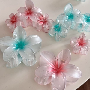 Grandes pinces à cheveux en forme de fleur mate avec dégradé de rose et bleu