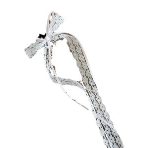 Elegant white lace bow hair clip with long ribbon tassels for sweet girls balletcore style