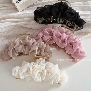 Grote Haarklem Elegante Geplisseerde Organza Stof Gaas Haarklauw Modieuze Koreaanse Stijl Haaraccessoires Voor Dames