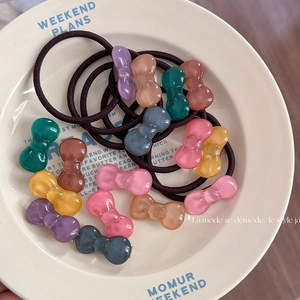 Korean Style Jelly Resin Bow Hair Tie High Elastic Scrunchie Cute Candy Color Duckbill Hair Clip For Women Girls Hair Accessories