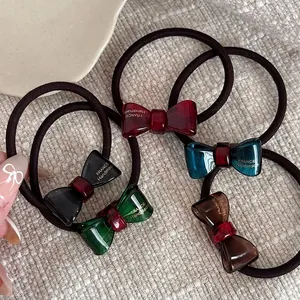 Elegantes Harz Schleife Haargummi Für Damen Mädchen Einfache Handgefertigte Elastische Scrunchie Hochwertige Haarseil Haarschmuck