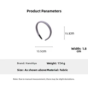 Detailed size specifications for light purple fabric sponge headband with 1.8cm width