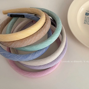 Women's Sweet Solid Color Twill Fabric Sponge Padded Headband Handmade Korean Style Narrow Hair Hoop Accessory For Daily Wear