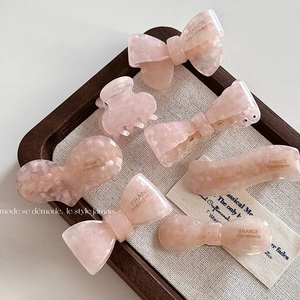 Pince à Cheveux Nœud en Acétate Fait Main Couleur Gelée Motif Marbre Barrette à Frange Accessoires Cheveux Doux Femme