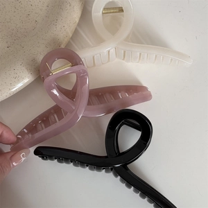 Large 14.5cm vintage crisscross hair claws in white, pink and black set for women