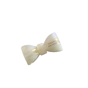 Barrette nœud élégante en acétate crème avec inscription France Handmade artisanale