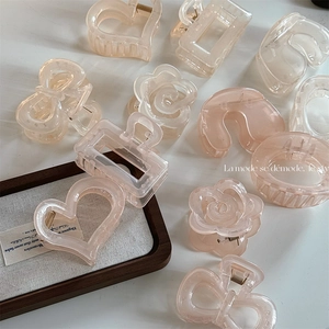 Translucent Camellia Flower Heart Hair Claw Clip For Women Korean Style Resin Polka Dot Bow Shark Clip Hair Accessories