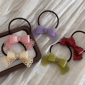 Cinq chouchous nœuds évidés en rose blanc violet vert et rouge de style coréen