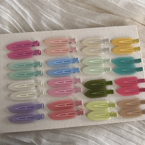 Detailed set of 32 colorful jelly matte hair clips in 16 assorted candy colors