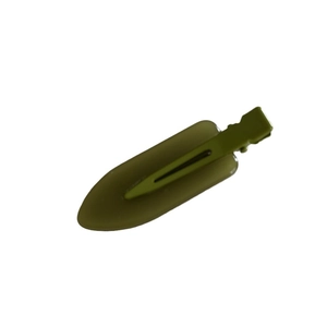 Matte olive green alligator hair clip with a sleek streamlined duckbill design on white background