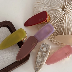 French vintage acetate triangular hair clips in multiple colors with gold metal grip
