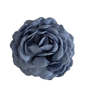 Oversized denim blue fabric rose hair claw clip for elegant women styling accessories
