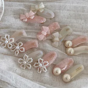 Französisch Eleganter Haarklammer Aus Celluloseacetat Mit Kunstperlen Blumen Schleife Design Für Damen Täglich Haarschmuck