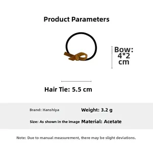 Dettagli elastico per capelli con fiocco in acetato, misura 4x2cm e peso 3,2g