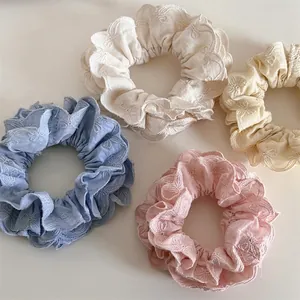 Chouchous Doux en Dentelle à Étages Broderie Nœud Papillon Style Coréen Élastiques à Cheveux pour Filles Femmes Accessoires