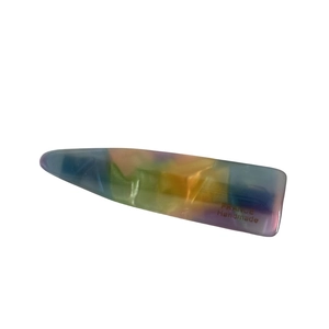 French handmade acetate hair clip with colorful rainbow tortoiseshell pattern design