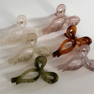 Pince à Cheveux Grand Nœud en Ruban Style Coréen pour Femmes Pince Requin en Plastique Mat Ornement Élégant de Fixation