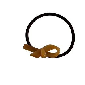 Elastico per capelli con fiocco in acetato ambra stile francese e incisione a mano