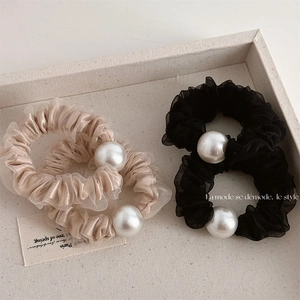 Elegante Elastico per Capelli in Rete Plichettata Stile Francese Con Grande Perla Artificial Finta per Donna Elastico Moda Accessori