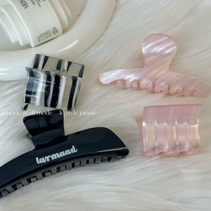 Acetate Marbled Hair Claw Clip For Women Korean Style Pink Black Shark Clip Nonslip Large Hair Accessory