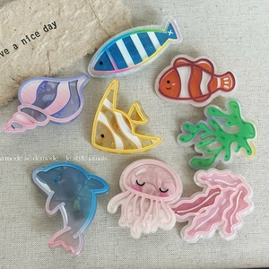 Süße Meeres-Serie Acryl Haarspangen Bunte Fisch Qualle Delphin Muschel Korallen Haarnadeln Süße Haarschmuck Für Damen Mädchen