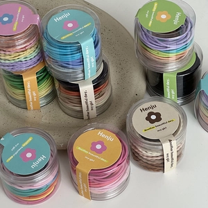 Colorful high elasticity hair bands set for girls in a transparent storage cylinder