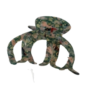 Pince à cheveux élégante en acétate en forme de pieuvre avec motif écaille vert et rose