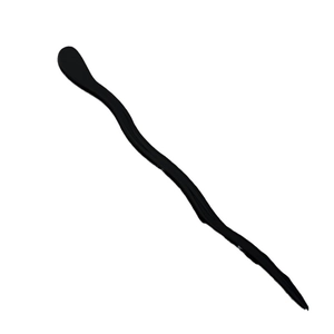 Minimalist black wavy acetate hair stick for women with glossy finish on white background