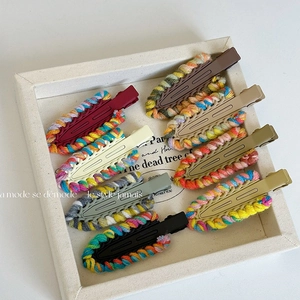Handmade Woven Woolen Hair Clip Knitted Colorful Duckbill Clip Autumn Winter Fashion Seamless Side刘海夹 For Women Girls
