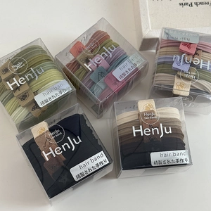 Set of 5 boxes with high-elastic seamless hair ties in assorted Morandi colors