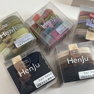 Detail view of high elasticity hair band set in transparent PP box for daily hair styling