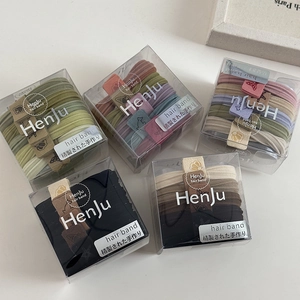 5-pack set of high elasticity seamless hair ties in Morandi tones and plastic boxes