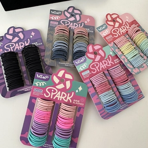 Colorful hair elastics set on cards featuring Morandi and Macaron pastel color options