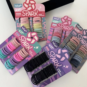 Colorful baby high-elasticity hair tie set on cards with various macaron and black colors