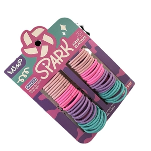 Colorful high-elastic hair tie set for kids on Spark card packaging in white background