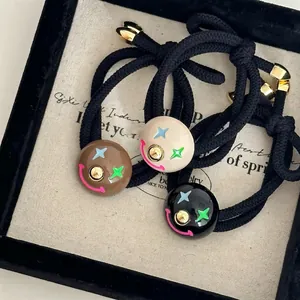Cute Cartoon Smiley Face Elastic Hair Ties For Women Dopamine Colorful Star Pattern Scrunchies Woven Rope Hair Accessories