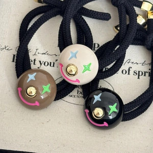 Funny clown colorful dopamine hair ties set with high elasticity woven cords and star beads