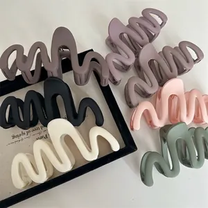 Pinza per Capelli a Onda Opaca Grande Stile Coreano Pinza in Plastica Antiscivolo Colore Morandi Zigzag Accessori per Capelli da Donna