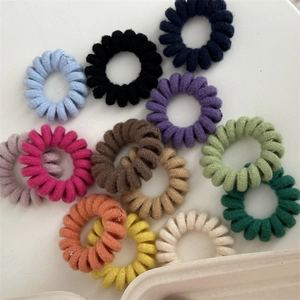 Colorful knitted spiral telephone wire hair ties for women ponytail elastic hair bands