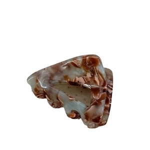Elegant French marble acetate triangle hair claw clip in brown and blue colors