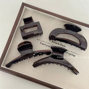 French Retro Acetate Hair Claw Clip Elegant Large Dark Brown Tortoiseshell Shark Clip For Women Hair Styling Accessories