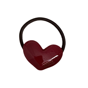 Elastic hair tie featuring a glossy burgundy heart charm with France Handmade lettering
