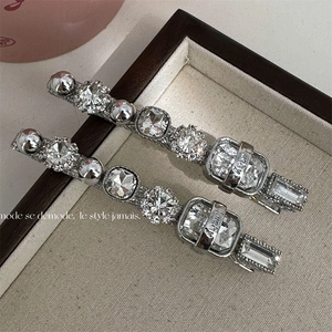 Pince à Cheveux de Luxe en Strass Argenté pour Femmes Cristal Scintillant Lettre Lucky Barrette Élégante Bijoux de Tête